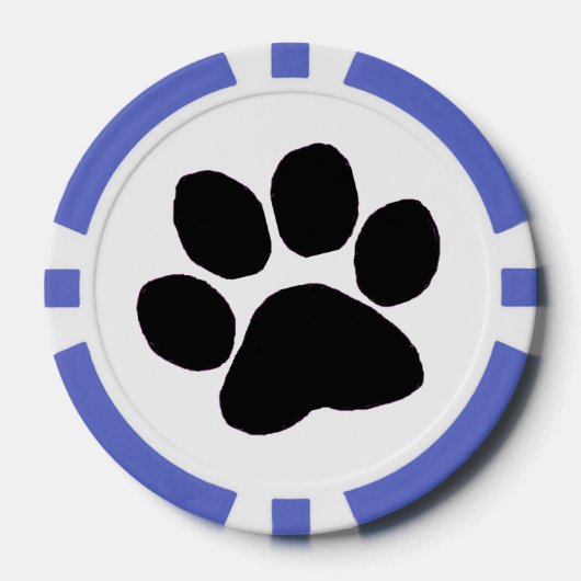 Poker Chip - Zwart Paw Print (Voorkant)