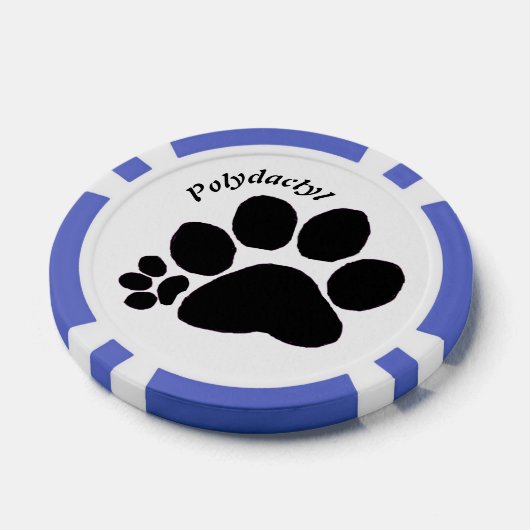 Poker Chip - Zwart Polydactyl Paw Print (Enkel)