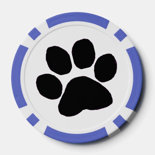 Poker Chip - Zwart Polydactyl Paw Print (Achterkant)