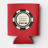 Poker Chip Zwart Rood Las Vegas Casino Bruiloft Blikjeskoeler (Voorkant)