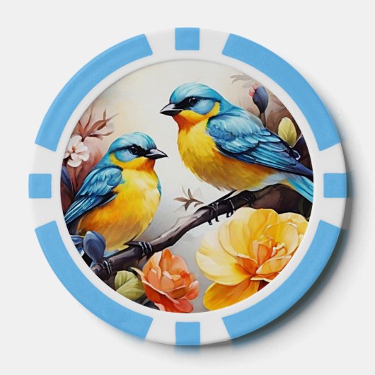 Poker Chips - Blauwe Tortelduifjes (Voorkant)
