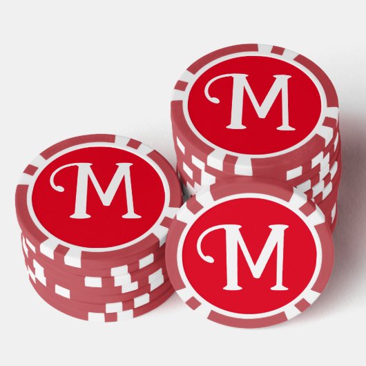 Poker Chips - Custom Uw initiaal toevoegen - Rood (Opstapeling)