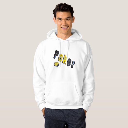 Poker Chips Dimensional Logo, Mannen White Hoodie (Voorkant volledig)