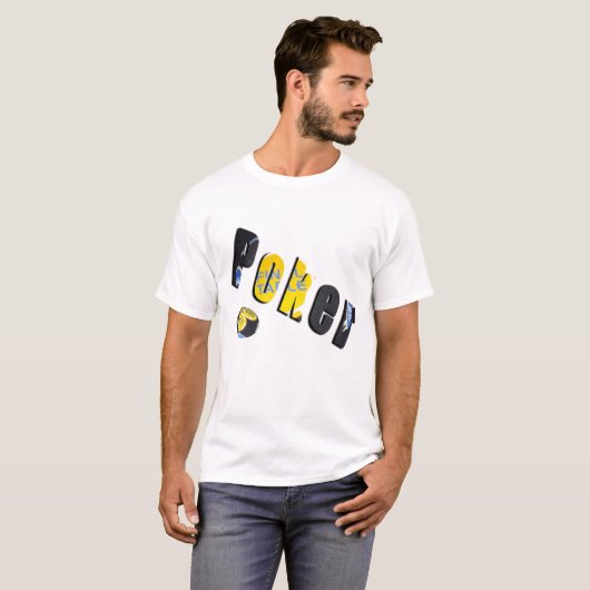 Poker Chips Dimensional Logo, Mannen White T-shirt (Voorkant volledig)