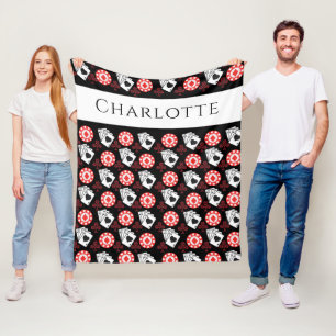 Poker Chips en speelkaarten Azen en Kruisen Fleece Deken