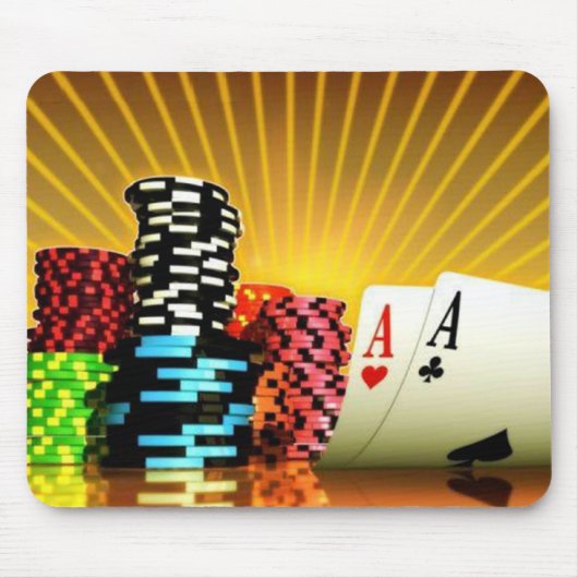 Poker Chips en Speelkaarten mousepad Muismat (Voorkant)