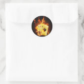 Poker Chips Kaarten op Vuur Ronde Sticker (Tas)