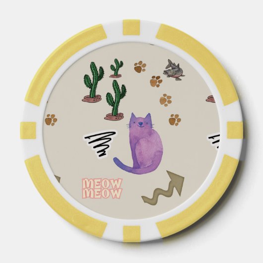 Poker Chips Kat Vis Cactus Meow Paws (Voorkant)