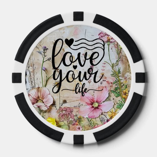 Poker Chips - Love Your Life Floral Design (Voorkant)