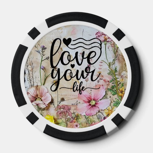 Poker Chips - Love Your Life Floral Design (Achterkant)