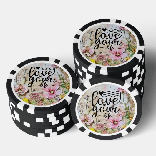 Poker Chips - Love Your Life Floral Design (Opstapeling)