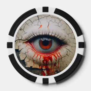 Poker Chips met Creepy Eyeball Horror Casino Spel