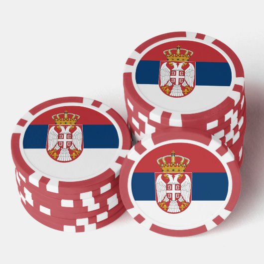 Poker chips met de vlag van Servië (Opstapeling)