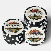 Poker Chips met "Mental Health Matters" Bewustzijn (Opstapeling)