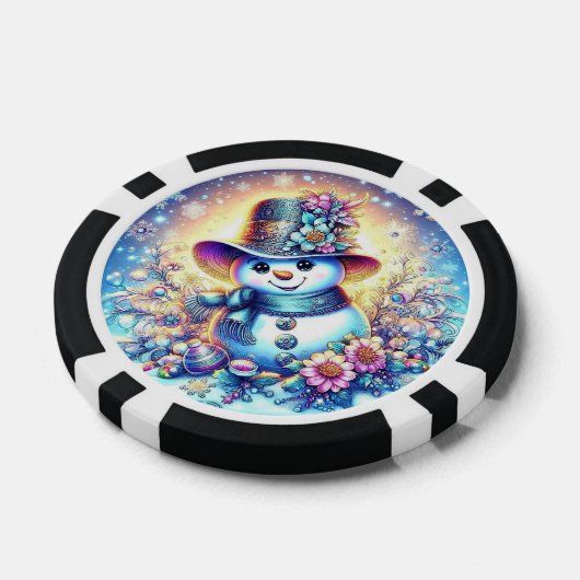 Poker Chips met Mrs. Snowman - Leuk Winter Design (Enkel)