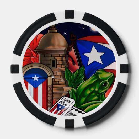 Poker Chips met Puerto Rico Symbolen (Voorkant)