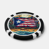 Poker Chips met Puerto Rico Vlag Over het Strand (Enkel)