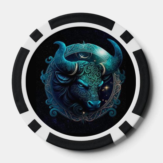 Poker Chips met Stier Zodiac Symbool (Achterkant)