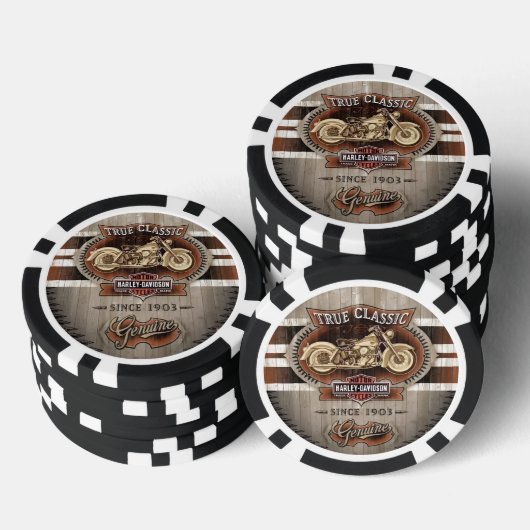 Poker Chips met True Classic Motorcycles Embleem (Opstapeling)