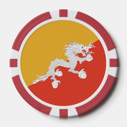 Poker chips met vlag van Bhutan (Voorkant)