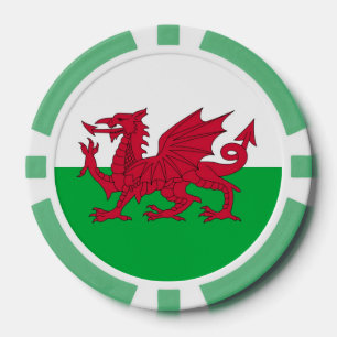 Poker chips met vlag van Wales, Verenigd Koninkrij