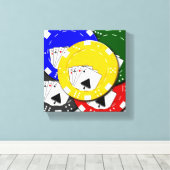 Poker Chips op Gespannen Canvasprint Canvas Afdruk (Insitu (Houten vloer))