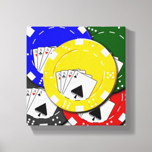 Poker Chips op Gespannen Canvasprint Canvas Afdruk (Voorkant)
