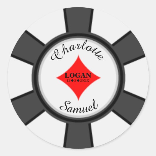 Poker chips | Vegas Wedding Classic Round Sticker (Voorkant)