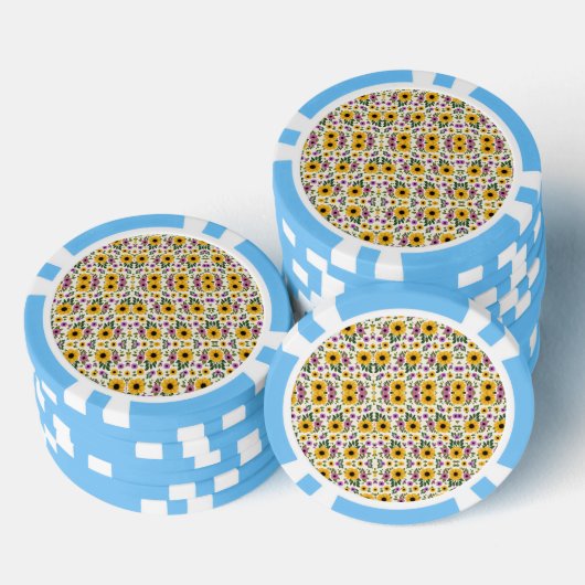 Poker chips with a vibrant floral pattern (Opstapeling)