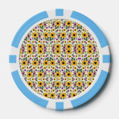 Poker chips with a vibrant floral pattern (Voorkant)