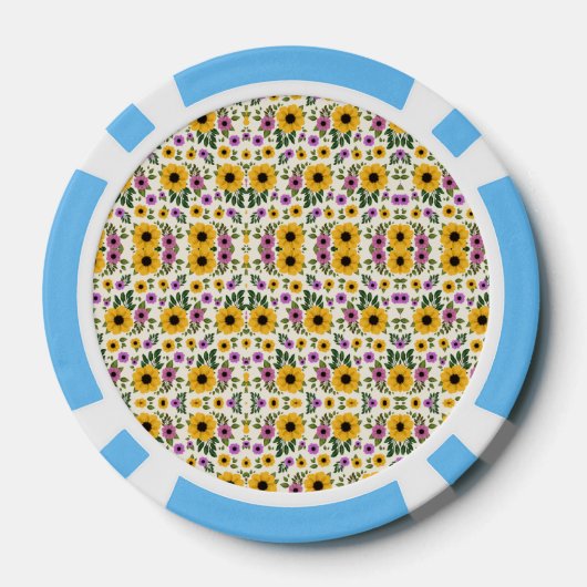 Poker chips with a vibrant floral pattern (Achterkant)