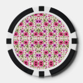 Poker chips with a vibrant pink floral pattern  (Voorkant)