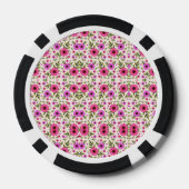 Poker chips with a vibrant pink floral pattern  (Achterkant)