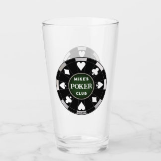 Poker Club Black Poker Chip w Plays Glas