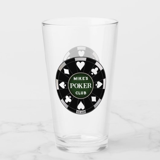 Poker Club Black Poker Chip w Plays Glas (Voorkant)