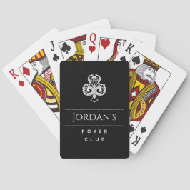 Poker Club Black & White Elegant Masculine Name Pokerkaarten