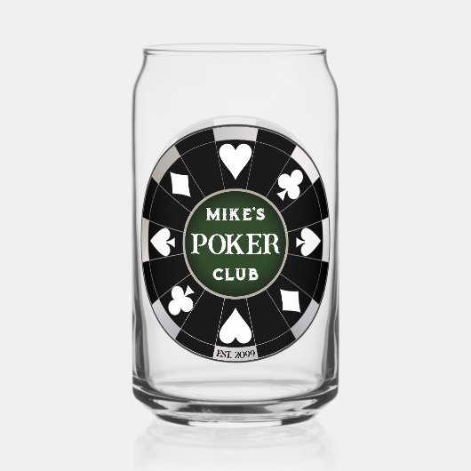 Poker Club Chip Bier Kan Glas Drinkware (Voorkant)