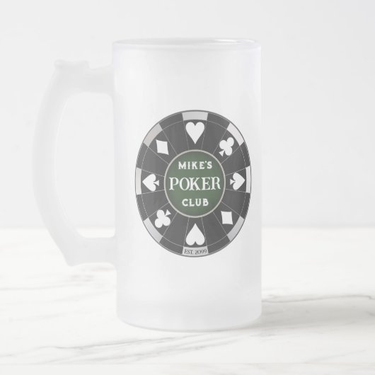 Poker Club Chip Frosted Beer Mok Glas Drinkware (Links)