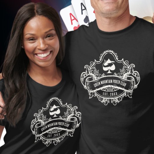 Poker Club League Toernooi Naam Sponsor op Terug T-shirt
