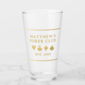 Poker Club Name en Date Palling Card Suit Beer Glas (Voorkant)