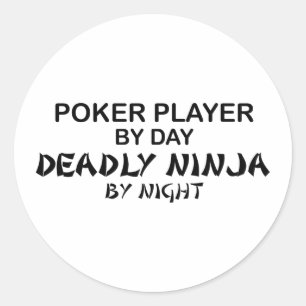 Poker Deadly Ninja bij nacht Ronde Sticker