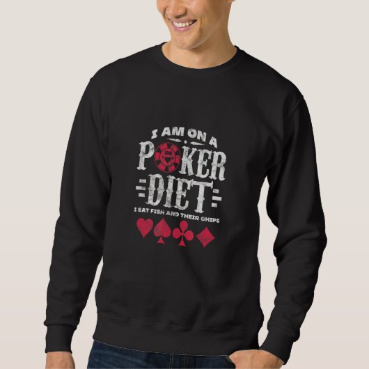 Poker Diet Casino Gambling Gambler Distressed Trui (Voorkant)