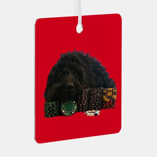 Poker Dog Metal Ornament (Voorkant Rechts)