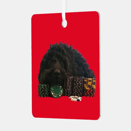 Poker Dog Metal Ornament (Voorkant links)