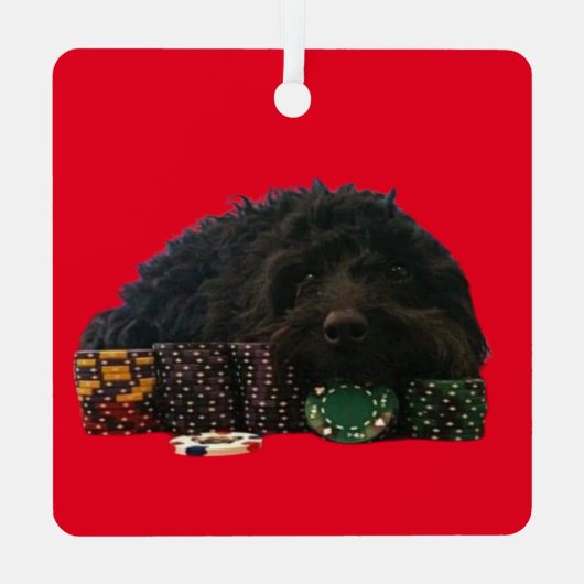 Poker Dog Metal Ornament (Achterkant)