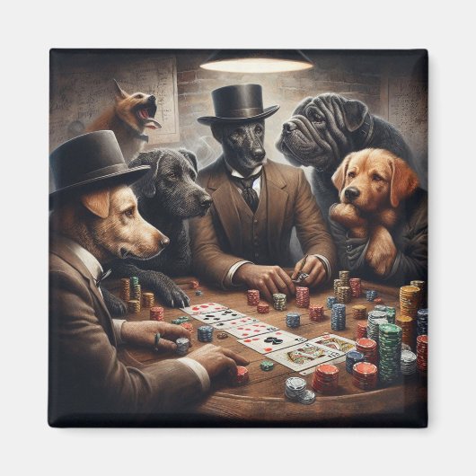 Poker Dogs Magnet (Voorkant)