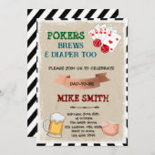 Poker- en bier baby shower uitnodiging (Voorkant / Achterkant)
