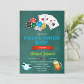 Poker en luier party uitnodiging (Staand voorkant)