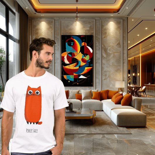 Poker Face Cat | Grappige minimalistische Cartoon T-shirt