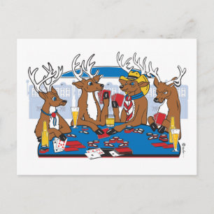 Poker Face Deer Briefkaart